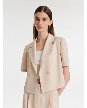 GOELIA Acetate Short Sleeves Crop Blazer - Natural