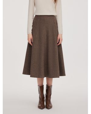 GOELIA Washable Wool A-Line Flared Skirt - Natural