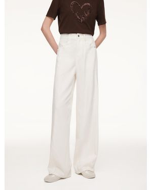 GOELIA Lyocell Cotton Blend Denim Curved-Leg Jeans - White