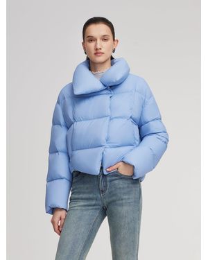 GOELIA Windproof Lightweight Wide Lapel Goose Down Jacket - Blue