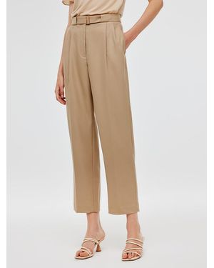 GOELIA Worsted Wool Ankle Length Pants - Natural