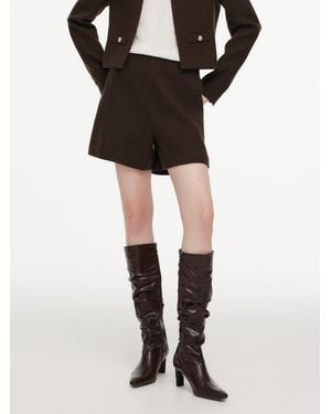 GOELIA Cashmere Washable Wool Blend Shorts - Black