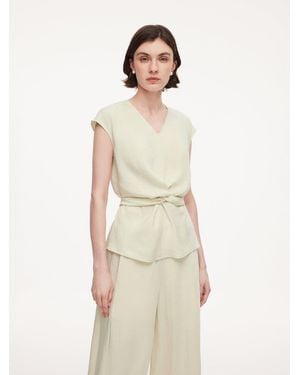 GOELIA 100% Acetate Back Tie Cap Sleeve Top - Natural