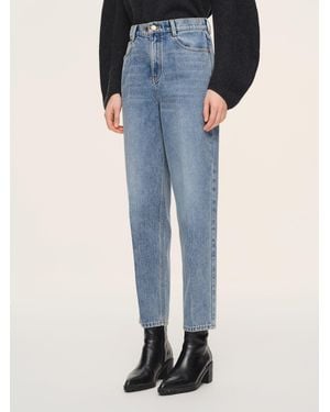 GOELIA 100% Cotton Denim Tapered Ankle Jeans - Blue