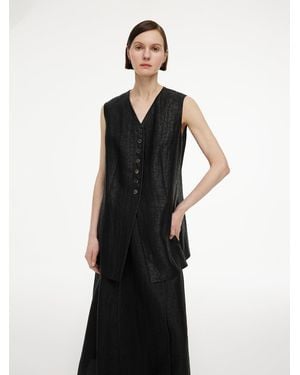 GOELIA 18Mm Gambiered Canton Gauze Vest - Black