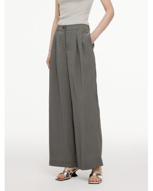 GOELIA Triacetate Blend Straight Leg Pants - Gray