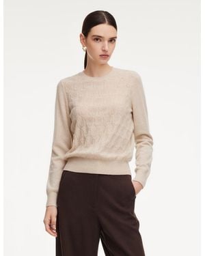 GOELIA 100% Cashmere Jacquard Sweater - Natural