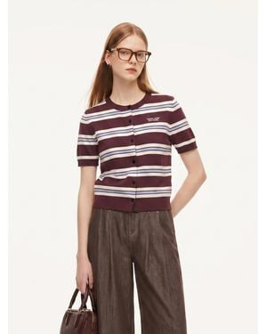 GOELIA Tencel Blend Letter Embroidered Cardigan