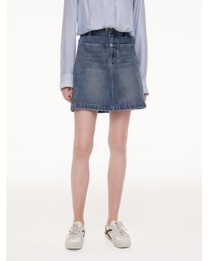 GOELIA 100% Cotton Denim Adjustable Waist Skirt - Blue