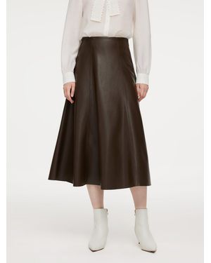 GOELIA Pu Leather A-Line Skirt - Natural