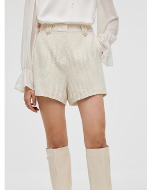 GOELIA Tweed A-Line Shorts - Natural