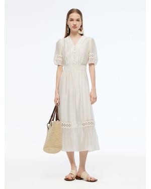 GOELIA Tencel Blend Patchwork Lace Maxi Dress - White