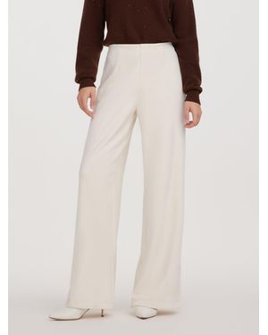 GOELIA Velvet Ribbed Loose Straight Leg Knit Pants - White