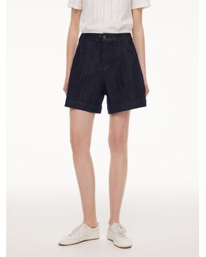 GOELIA Stretchy Denim Adjustable Waist Shorts - Blue
