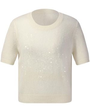 GOELIA [Preview] 100% Cashmere Sequins Knit Top - White