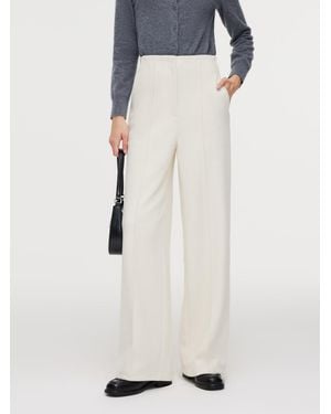 GOELIA High-Waisted Stretch Wide Leg Knit Pants - White