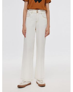 GOELIA Denim Loose Straight Jeans - White