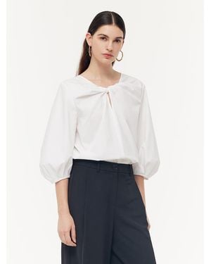 GOELIA Twist 3/4 Sleeves Reversible Blouse - White