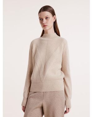 GOELIA Pure Cashmere Mock Neck Sweater - Natural