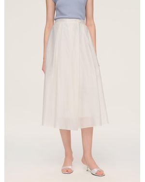 GOELIA Tencel Blend Adjustable Waist A-Line Culottes - Natural