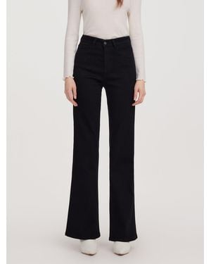 GOELIA Wool Blend Denim Adjustable Waist Flared Jeans - Black