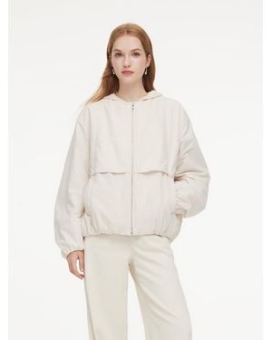 GOELIA Round Neck Relaxed Fit Padded Jacket - Natural