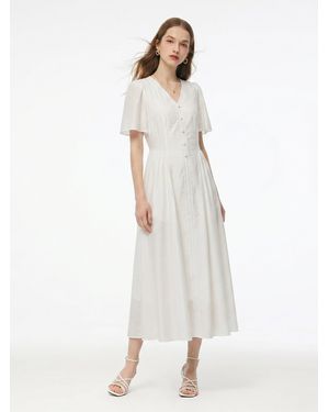 GOELIA [Preview] Tencel Blend V-Neck Maxi Dress - White