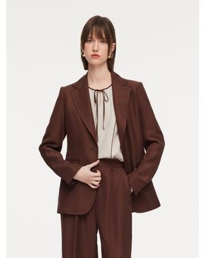 GOELIA Tencel Acetate Linen Blend Blazer - Brown