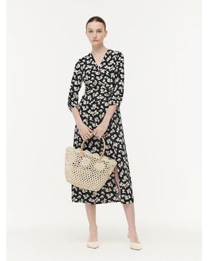 GOELIA 100% Cotton Floral Print Twist Front Maxi Dress - White
