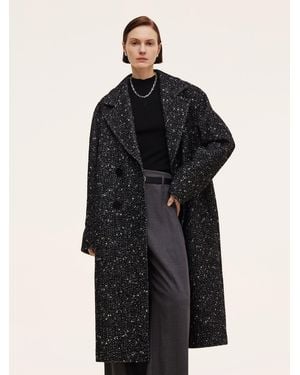 GOELIA Wool Blend Oversized Coat - Black