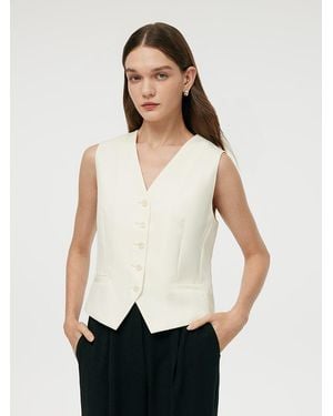 GOELIA Worsted Wool Single-Breasted Vest - White