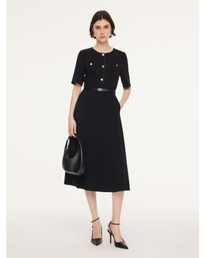GOELIA Triacetate Blend Midi Dress With Belt - Blue