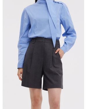 GOELIA Wool Blend A-Line Shorts - Blue