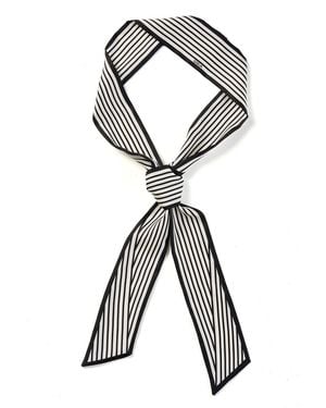 GOELIA 14Mm Mulberry Silk Stripe Scarf - Black