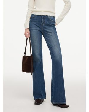 GOELIA Four-Way Stretch Denim Flared Jeans - Blue