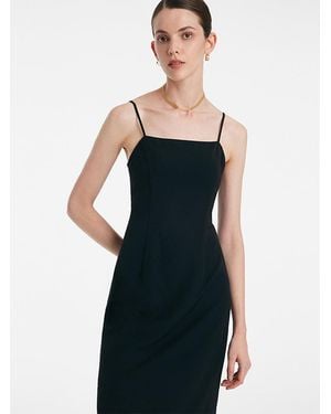 GOELIA Back Twisted Spaghetti Strap Dress With Detachable Bra Pads - Black