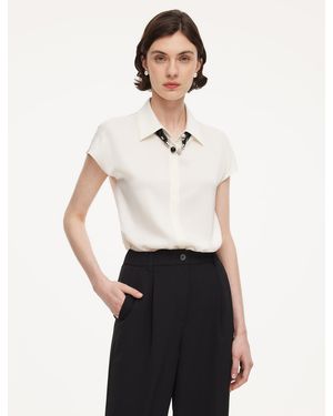GOELIA 22Mm Mulberry Silk Shirt With Silk Scarf - White