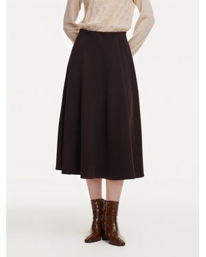 GOELIA Stretch Flared Knit Skirt - Black