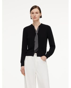 GOELIA [Preview] Tencel Blend V-Neck Cardigan With Silk Scarf - Black