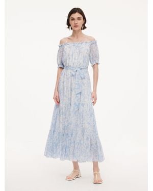 GOELIA 10Mm Mulberry Silk Convertible Neck Belted Maxi Dress - White