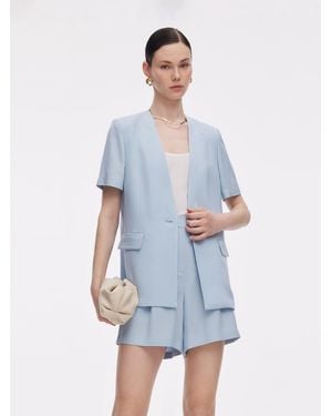 GOELIA 100% Acetate Short Sleeve Blazer - Blue