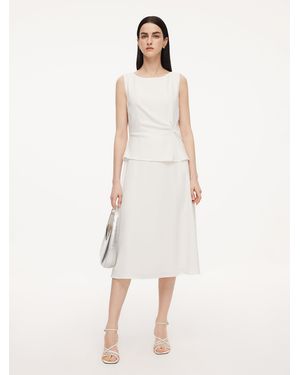 GOELIA Triacetate Blend Mock Layered Sleeveless Midi Dress - White