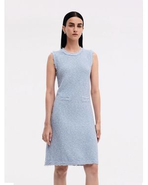 GOELIA Frayed Edge Sleeveless Knit Mini Dress - Blue