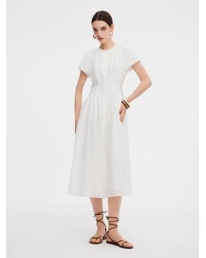GOELIA Acetate Blend Gathered Waist Maxi Dress - White