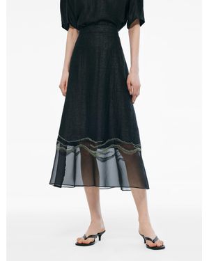 GOELIA 18Mm Xiang Yun Silk Embroidered Skirt - Black