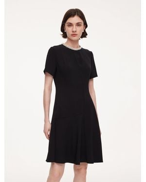 GOELIA Triacetate Blend Beaded Neck Mini Dress - Black