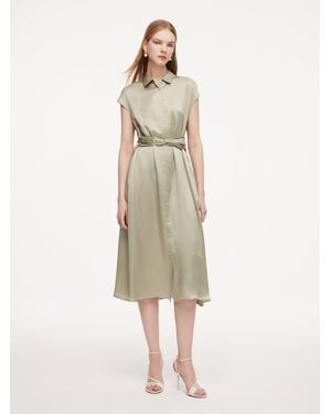 GOELIA 19Mm Mulberry Silk Front Knot Self-Tie Maxi Dress - Green
