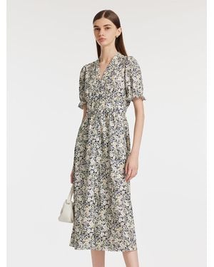 B Collection By Bobeau Rowan Short Sleeve Floral Print Wrap Dress in Black Lyst