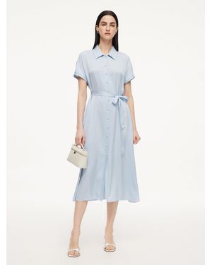 GOELIA [Preview] 22Mm Mulberry Silk Maxi Shirt Dress - Blue