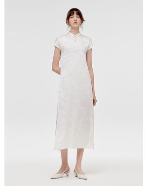 GOELIA New Chinese-Style Qipao Maxi Dress With Mamianqun And Bottomed Skirt Three-Piece Set - White
